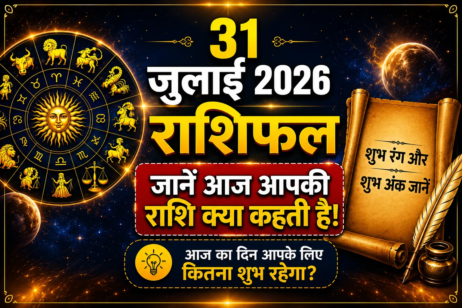 Aaj Ka Rashifal 31 July 2026: 31 जुलाई का दैनिक राशिफल, जानिए सभी 12 राशियों का राशिफल
