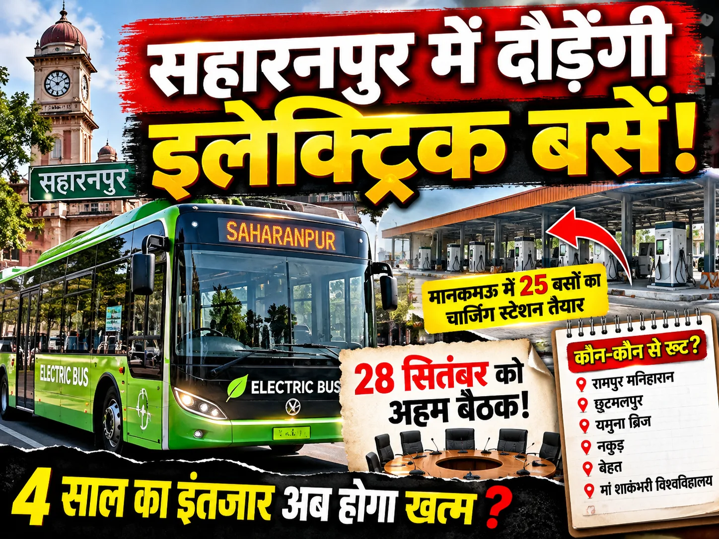 Saharanpur Electric City Buses: चार साल का इंतजार खत्म होने की उम्मीद, 28 सितंबर को बड़ा फैसला; जानिए 6 प्रस्तावित रूट